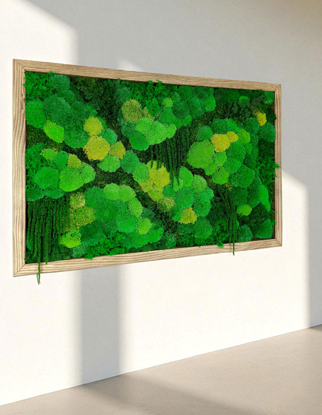Machový obraz obdĺžnik 60x90 cm zo stabilizovaného machu – plochý a kopcovitý, viacfarebný – Obrázok 6
