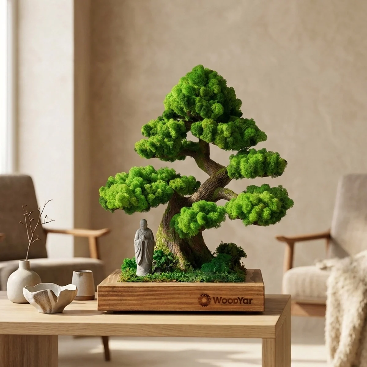 Machovy bonsai v interieri