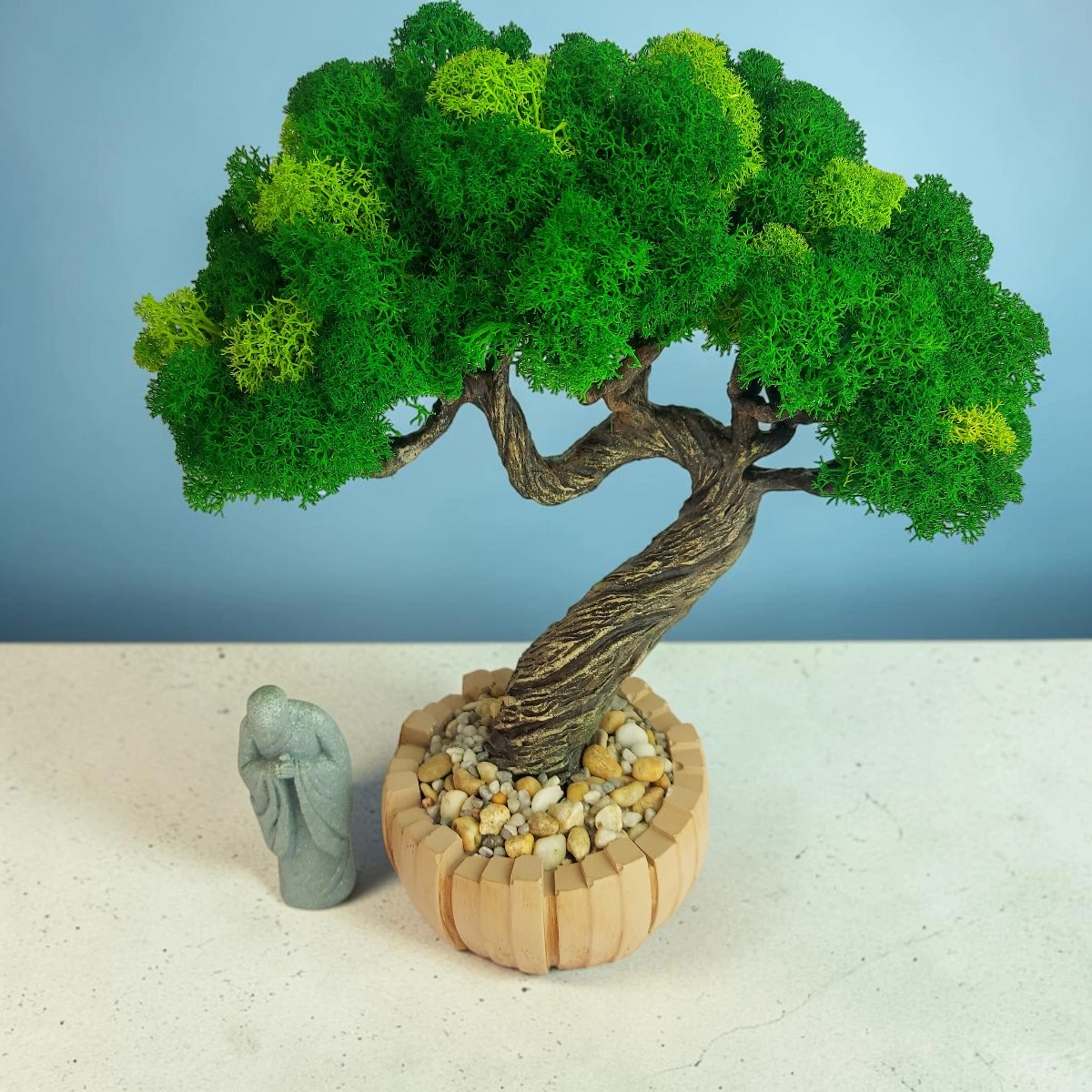 Stabilizovaný bonsai v béžovom kvetináči (24x22 cm) – WoodYar – Obrázok 2